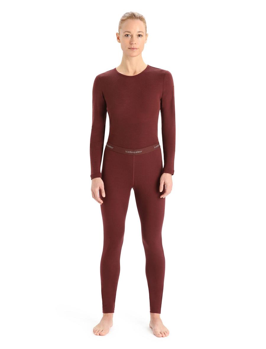 Women's Icebreaker Merino 200 Oasis Thermal Leggings Base Layers Espresso | CA 1031NWYB